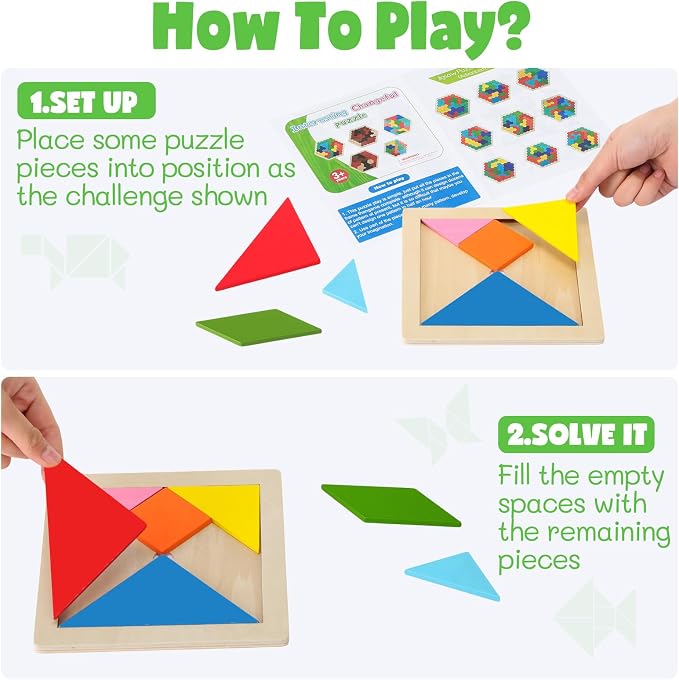 Yunsailing 3 Pack Large Wooden Blocks Puzzles Hexagon Tangram Puzzle Wooden Russian Brain Puzzles for Adult Challenge Teasers Geometric Jigsaw Logic Iq STEM Educational Gift Graduation(Novel)