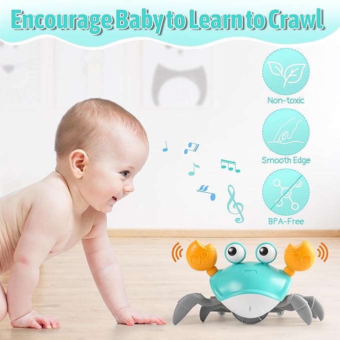 Hirger Crawling Crab Baby Toys 6-12 Months: Infant Tummy Time Toys, Dancing Walking Crab for Toddler 1 2 3 Year Old, 1st Birthday Gift with Music and Light