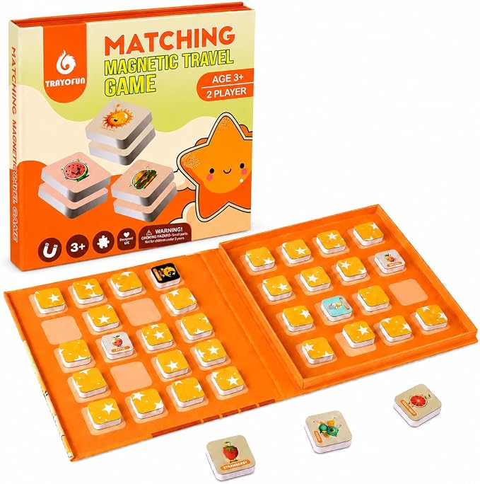 Travofun Magnetic Memory Matching Game for Kids Ages 3-8, Travel Toys for Toddlers 3-5, Magnetic Travel Games, Road Trip and Airplane Activities for Kids