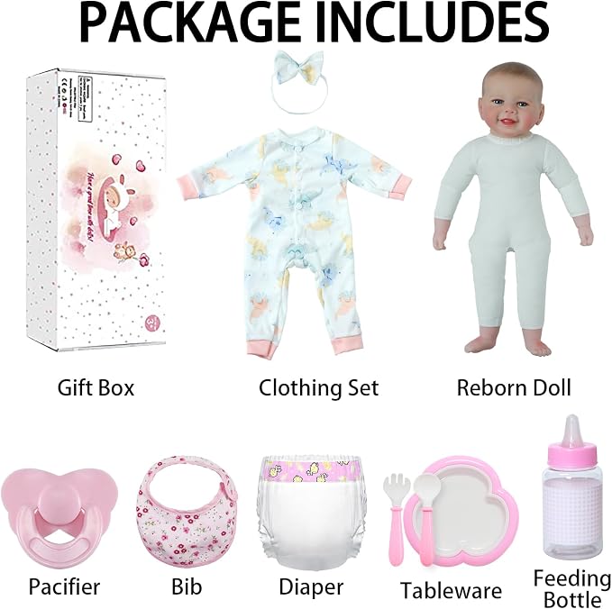 SCOM Baby Doll Girl, 18 inch Realistic Soft Body Baby Doll Real Life Cute Baby with Accessories for 3+ Year Old Christmas Birthday Gifts