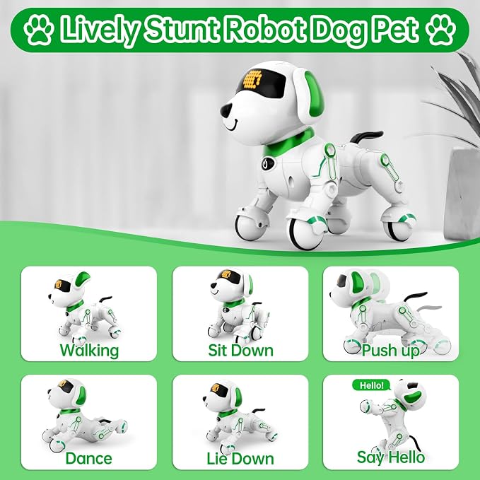 Dwi Dowellin Robot Dog for Kids 8-12,Remote Control Smart Robotic Dogs Pet Puppy Robotic Toy,Interactive Touch Walking Talking Toys for Boys Girls Christmas Birthday Gifts