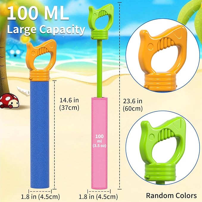 Water Guns for Kids, 6 PCS Foam Squirt Guns Water Blaster Set, Water Guns Squirter Blaster Pool Toys for Kids Toddlers Boys Girls 3 4 5 6 7 8, Shooter Swimming Pool Party Outdoor Beach Sand Play Toys