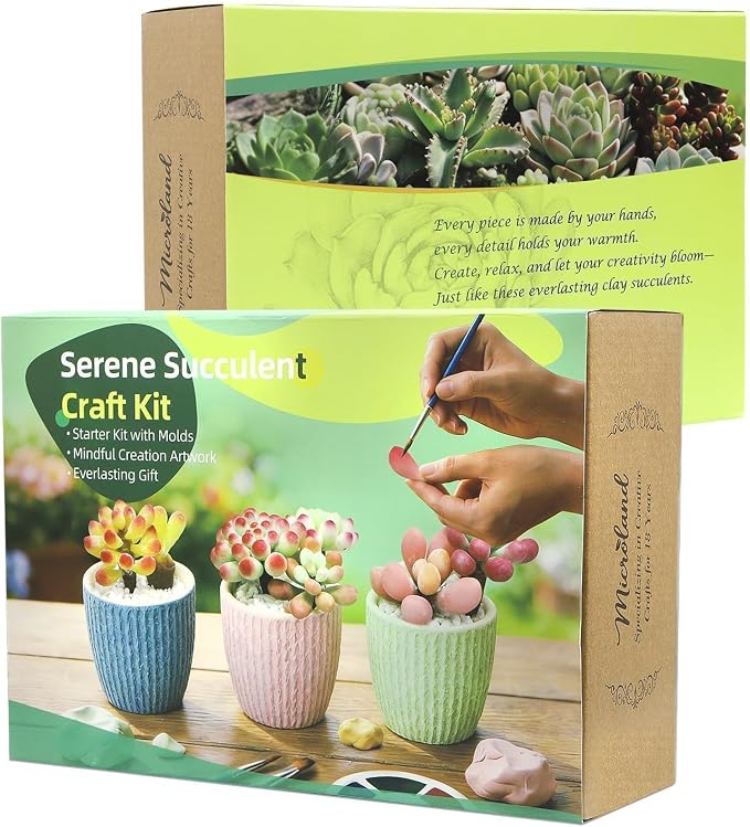Microland Craft Kits for Teens Crafty Clay Kit for Succulents Flower Making Fun Adult Activities of Arts and Crafts Art Therapy Crafting Set Creative Gifts for Women Teen Girls Artist Gifts for Mom
