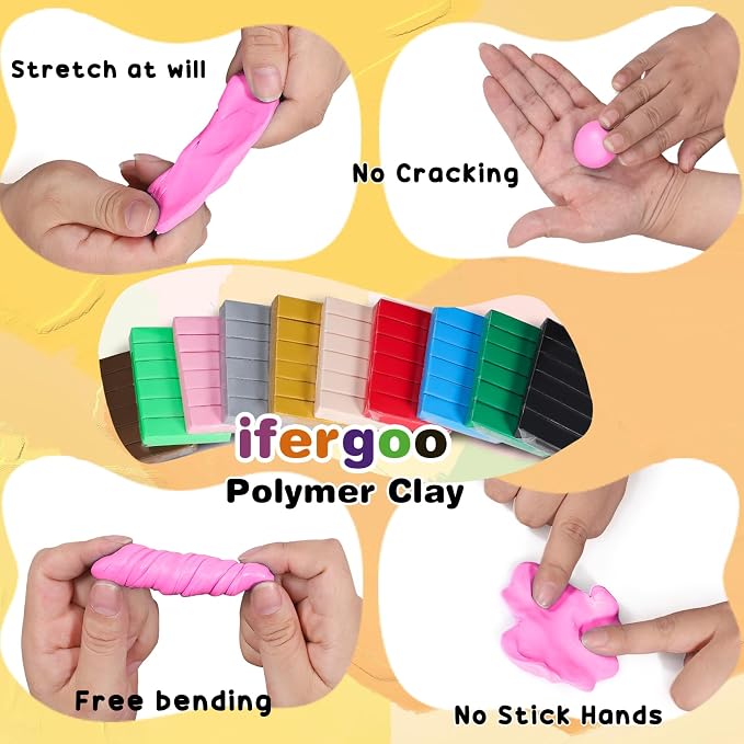ifergoo Polymer Clay, 100g Modeling Oven Baked Model Clay for Sculpting, DIY, Artistic Creation & School Projects, Great for Kids and Adult (Pink)