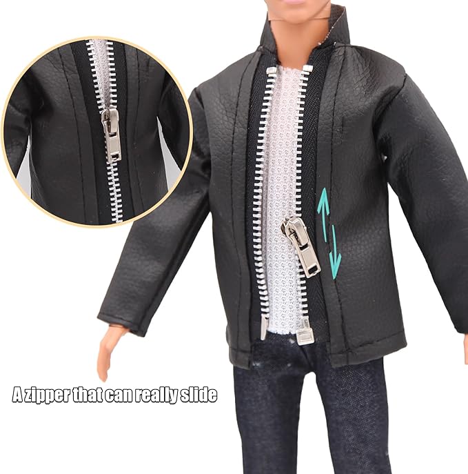 ZTWEDEN 12 Inch Boy Doll Clothes with Leather Jackets Suit Shirts Sweatshirts Shorts Pants T-Shirts for Girls and Boys Xmas Gift (Randomly 6 Sets, 12 Pieces )