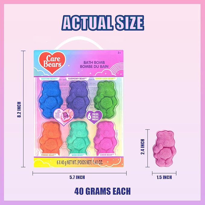 Care Bears 6 Pack Bubblegum Scented Bath Bombs - Ages 3+ Character Molded Bath Bombs – Fun & Bright Colors - Great Birthday Gifts, Stocking Stuffers, Slumber Parties, Spa Days & More by Townley Girl