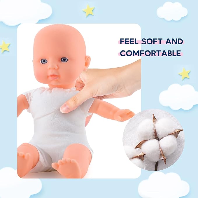 Toy Choi's Twin Baby Dolls 12 inch Soft Body Doll Set, Babydoll Playset with Rompers, Hat, Pacifier and Doll Bibs, Gifts Toys Toddlers Kids Boys and Girls