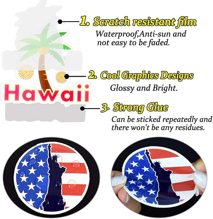 QTL Luggage Stickers for Travel, Waterproof Vinyl Stickers for Easy Luggage Identification, Suitcase and Travel Gear, 100PCS