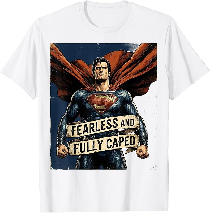 Fearless and Fully Caped Superhero Design T-Shirt