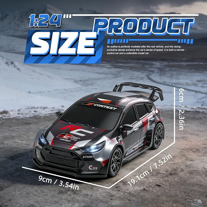 RC Drift Car, 1/24 Remote Control Drift Car for Adults Kids, 20KM/H 4WD Low/High Speed RC Cars with LED Lights, Extra Racing Tires, Vehicle for Boys Girls Beginners Indoors Outdoors Purple