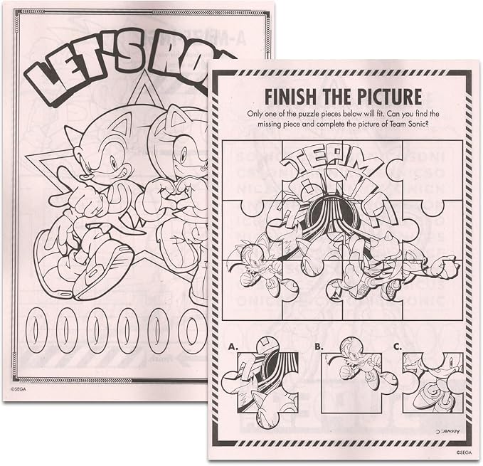 Sonic the Hedgehog Coloring Book for Kids Ages 4-8 - Bundle with Sonic and Shadow Coloring Pages, Activities, Games Plus Sonic Stickers, More | Sonic Activity Book Set for Boys