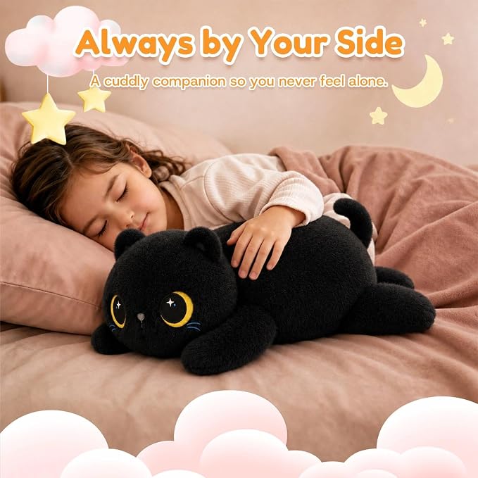 Black Cat Weighted Stuffed Animal, Soft Plush Toy Gift(10.6 Inch, 0.7 Lbs)