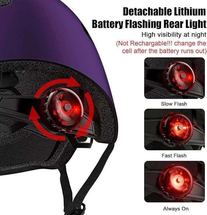 Kids Bike Helmet with LED Light,Lightweight Adjustable Childs Helmet for boy & Girl Ages 5-8-14,Multi-Sport Safety Helmet for Skateboard Cycling Scooter