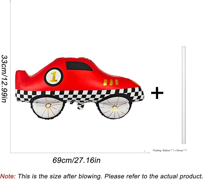 2PCS Red Race Car Helium Foil Balloon Traffic Jam Race Party Decorations | For Traffic Jam Race Car Theme Birthday Anniversary Baby Shower Party Decorations Supplies