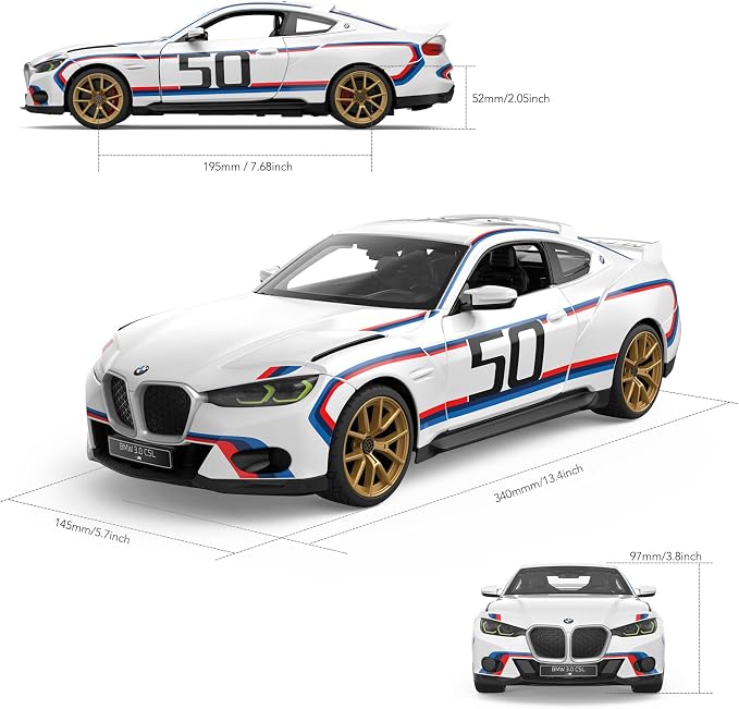 RASTAR BMW RC Car 1/14 BMW 3.0 CSL RC Car BMW Remote Control Toy Car for Kids, White 2.4G