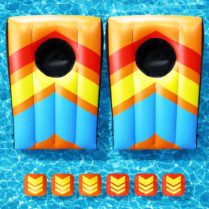 TOY Life 2 Sets Inflatable Pool Games Toys, Pool Cornhole Game Floating Toys for Adults Family, Water Games for Adults, Bean Bag Toss Game for Swimming Pools