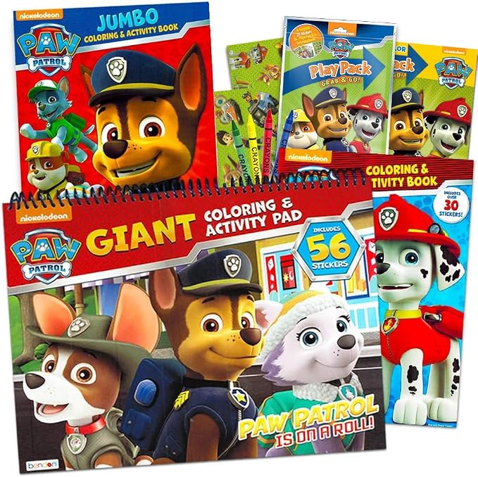 Paw Patrol Coloring and Activity Book Set - Bundle Includes 4 Paw Patrol Books with Bonus Stickers - 250+ Pages Total