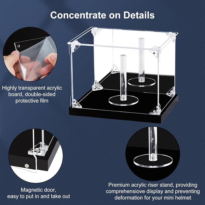 Acrylic Display Case for Collectibles Assemble Mini Helmet Display Case 1/2 Football Baseball Helmet Showcase Dustproof Clear Display Box for Sports Memorabilia Figures Lego Doll Toys (8x6x6 inch)