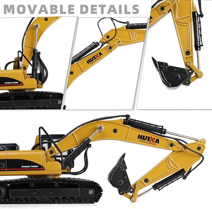 Excavator Toy with Gift Box, 1/40 Alloy Metal Die-Cast Excavator Digger Construction Vehicle Model Decoration Toy Gift for Boys Mens-Yellow