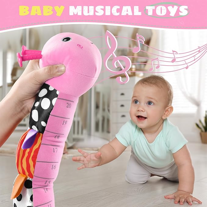 AWOTOY Baby Toys 6-12 Months Music Caterpillar,Stuffed Animals Infant Toys 0-3-6 Months,Baby Sensory Toys Tummy Time with Crinkle Rattle Teething Toys Boy Girl Gifts Birthday Shower Gifts