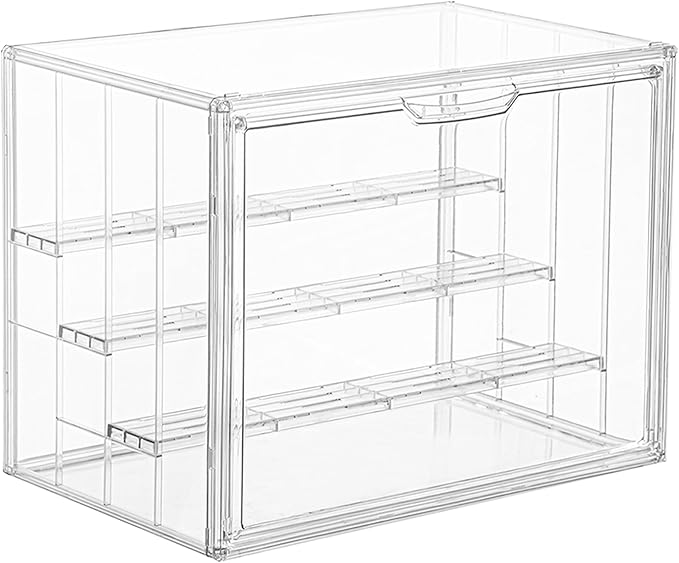 Display Case for Collectibles 4 Layer Updated Adjustable Acrylic Display Case with Magnetic Door Clear Stackable Display Box Hobby Display Cases for Figures, 1 Pack