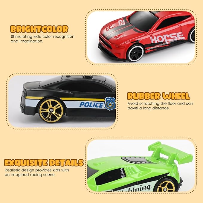 Die Cast Toy Cars with Catapult Launcher (Middle) | 2 die-cast sports cars with a manual press launcher for indoor racing and vehicle-themed play.