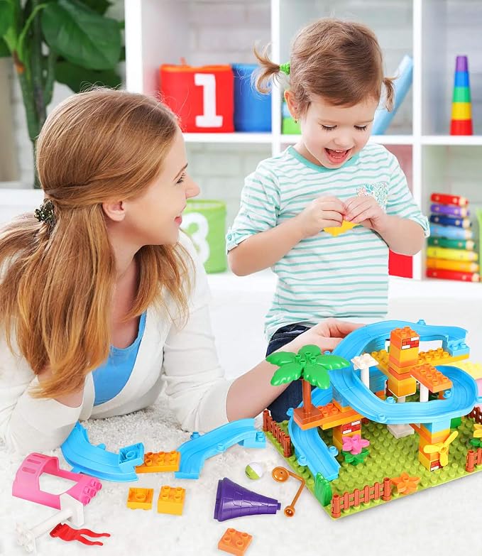 Marble Run Toy Building Sets, 86Pcs Castle Building Blocks for Age 3+, Marbles Track Building Toys, Large Building Bricks Race Track STEM Educational Toys for Toddler Boy Girl Birthday Toys Gifts