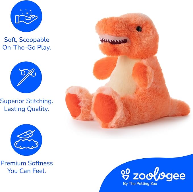 The Petting Zoo Dinosaur T-Rex Stuffed Animal Plushie, Gifts for Kids, Scoopz Dinosaur Animals, Dino T-Rex Plush Toy 8 Inches
