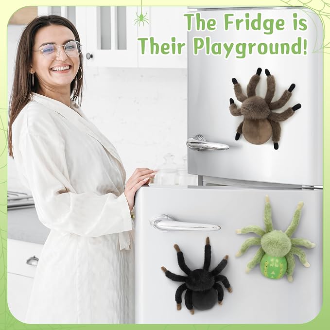 MorisMos Cute Spider Stuffed Animals, 3 Pack Stuffed Spider Plush with Magnetic Foot, Cuddly Adorable Plush Spider Toy Set for Kids Boys Girls, Ghost Spider Decoration Gifts