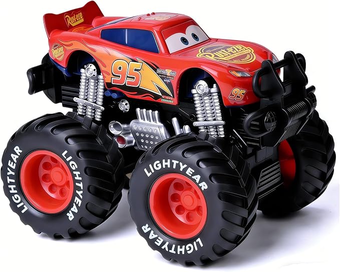 1/45 Die-Casting Cars Toys,Red Diecast Big Wheel Off-Road Friction Drive Metal Toy Cars for Boys