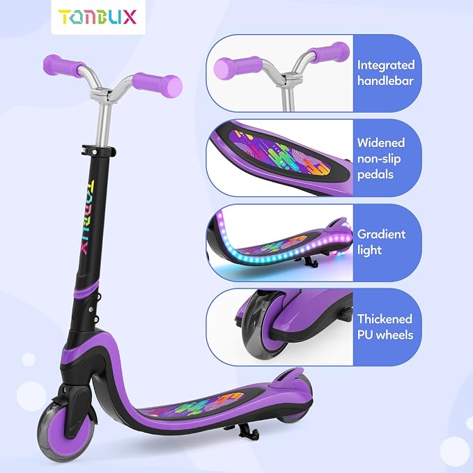 Tonbux Scooter for Kids with Light-Up Wheels & Deck, Adjustable Heights 2 Wheel Kids Scooters for Kids 5-7, Toddler Scooters with 4 Lighting Modes Deck