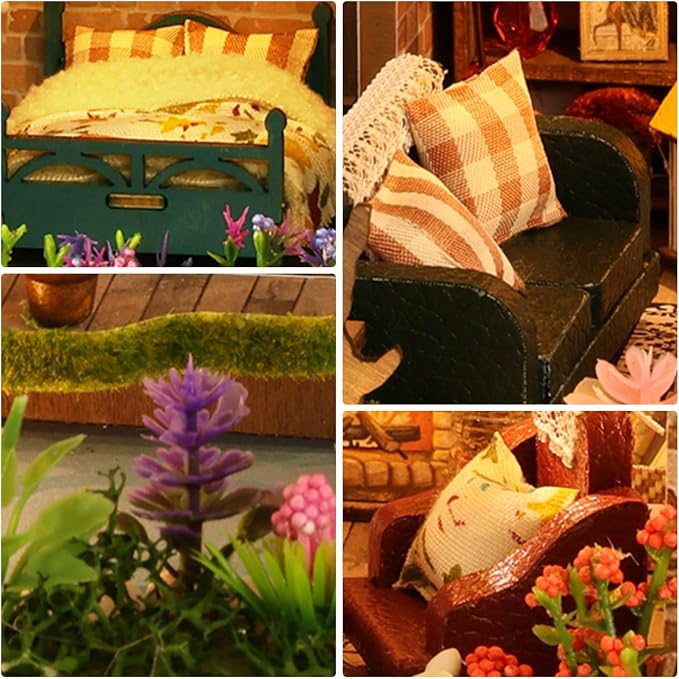 DIY Miniature House Kit, DIY Dollhouse Kits for Adults to Build, Crafts with LED Light, Forest Adventure Mini Building Kit, Birthday Gift for Family and Friends
