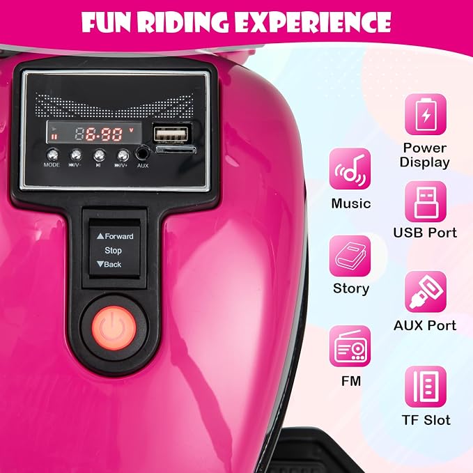 Costzon Toddler Motorcycle, 6V Battery Powered Electric Motorcycle with Detachable Training Wheels, Soft Start, Headlights & Music, Kids Motorcycle Ride on Toy for Toddlers Boys Girls 18+ Months(Pink)