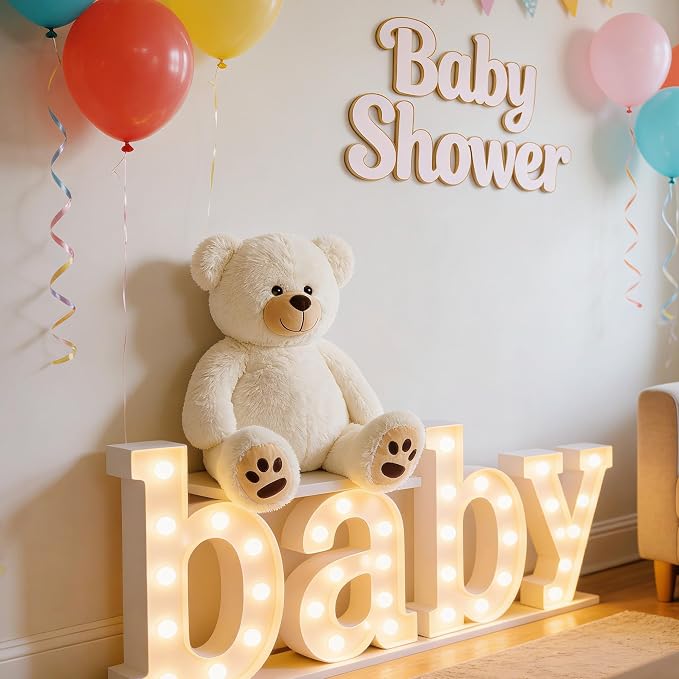 LotFancy Teddy Bear Stuffed Animals, 20 inch Soft Cuddly Cute Plushies, Plush Toys with Footprint Design, Stuffed Animals for Girls Kids Baby Toddlers, Baby Shower Easter Birthday Gift Decor, Beige