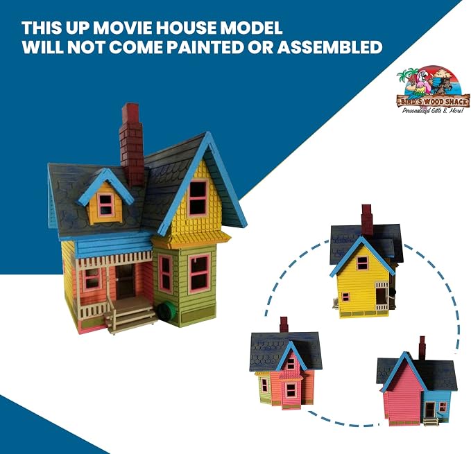 Bird's Wood Shack 3D Wooden Puzzle DIY Miniature House Kit - DIY Tiny House Kit from Up Movie - Easy-to-Assemble 1/8” Baltic Birch Wood - Model House Kit for Family, School, Hobby, Art & Craft Gift