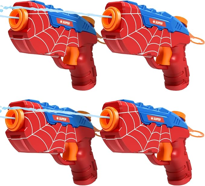 4 Pack Water Guns for Kids, Squirt Gun Cool Small Manual Water Pistols for Kid, Party Favors Swimming Pool Beach Outdoor Water Toys, Ideal for Summer Gifts for Boys Girls Aged 3 5 4 6 7 8