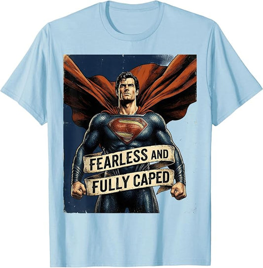 Fearless and Fully Caped Superhero Design T-Shirt