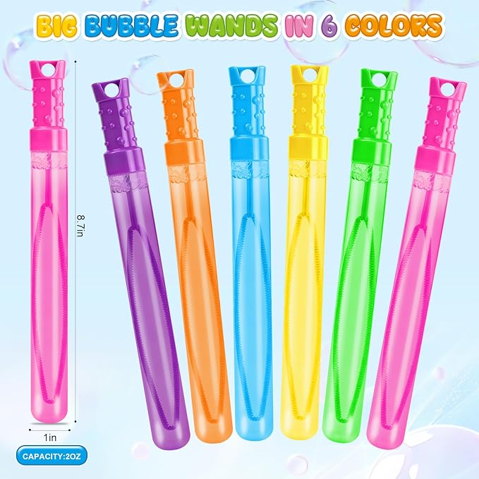 SpringFlower 72 Pcs Bubble for Kids, 2OZ Big Bubble Wands in 6 Colors, Ideal for Kid Party Favors, Summer Toys, Indoor & Outdoor Activities, Birthday, Carnival Prizes, Wedding, Goodie Bags