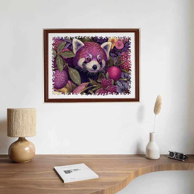 Mocfesk Wooden Puzzles for Adults, Red Panda Wooden Puzzles, Unique Shaped Animal Jigsaw Puzzles for Adults and Kids, Birthday Gifts Fun Challenge Family Game 17.3 x 12.9 in