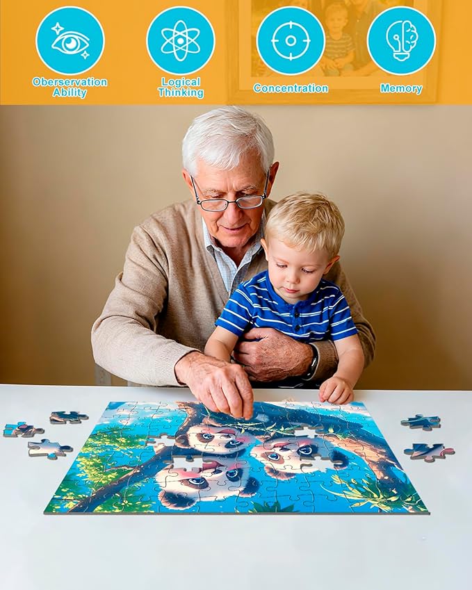 Yigney 100 Piece Puzzles for Kids - Ages 4-6 6-8 8-10 Year Old - Lions, Cats, Pandas, Tigers, Dogs, Turtles, 6-Pack Jigsaw Puzzles for Kids Learning Educational Toys for Boys and Girls