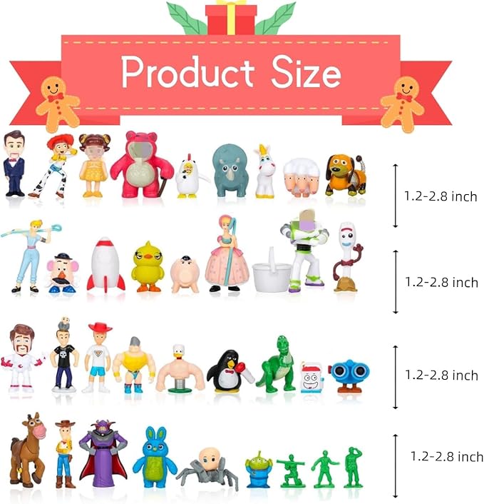 NLIEOPDA 36 Pack Anime Figurines Set - Woody Doll, Buzz Lightyear Toy, PVC Figures