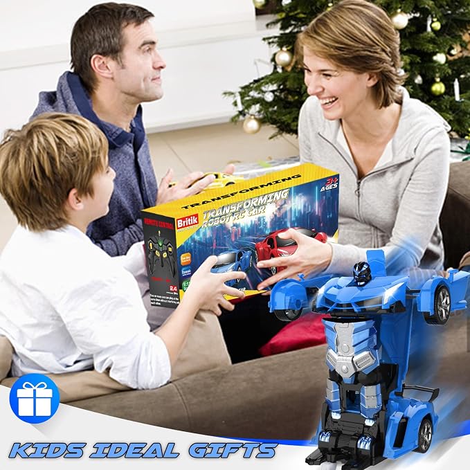 Transform Remote Control Car Toy for Kids 4 5 6 7 8, Remote Control Car for Boys 4-7, Transform Cars for Boys 4-6, Toy Car 5 Year Old Boy, Toys for 3 4 5 6 7 8 9 10 11 12 Years Old Boy, Blue