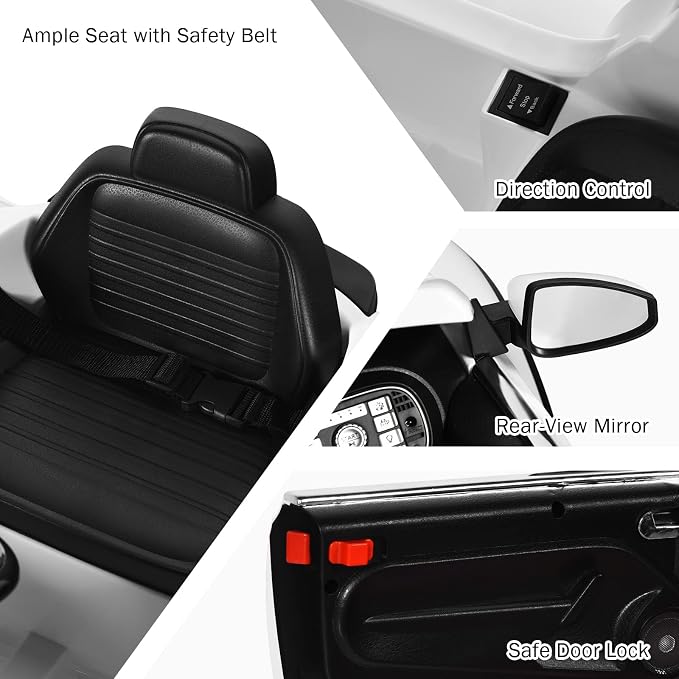 Costzon Ride on Car, 12V Licensed Volkswagen Beetle Battery Powered Vehicle w/Remote Control, Spring Suspension, Lights, USB, Horn, Music, 4 Wheeler for Boy Girl Gift, Electric Car for Kids, White