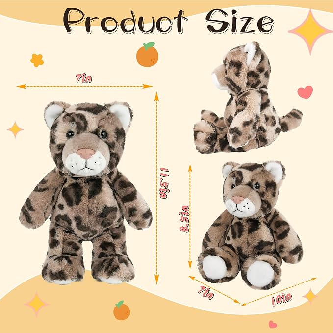 Stuffed Animal Plush Toy Soft Plushie Cuddly Leopard Cute Plush Toy for Kids Toddlers Boys Girls Birthday Christmas Nursery Decor Party Favors