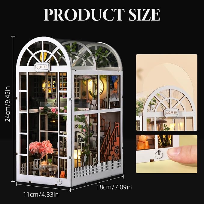 TOYQI Book Nook Kit, DIY Miniature Dollhouse Kit for Adults and Teens | Booknook Tiny House Kit Bookshelf Decoration 3D Wooden Puzzle Bookend