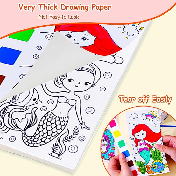 JUNQIU 4Pack Paint with Water Books for Kids, Watercolor Painting Coloring Books for Toddlers, Magic Paint Set for Kids, Art Craft Kits Easter Basket Stuffers For Girls Boys