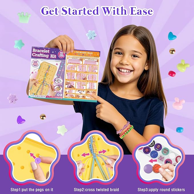 TingingYuli Friendship Bracelet Making Kit for Girls Ages 8-12, DIY String Bracelet Maker with 3-Layer Storage Box, Jewelry Making Kit Arts and Crafts Toy Gift for Kids Ages 6-12