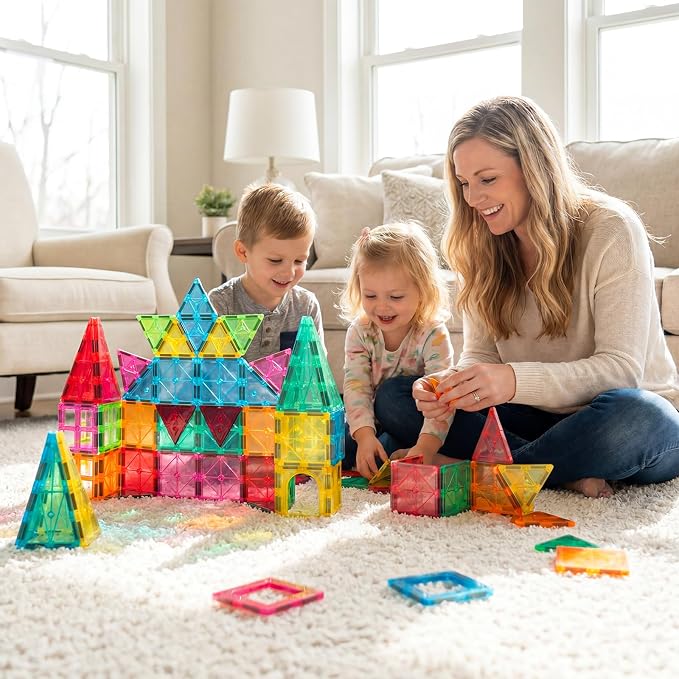 Bmag Magnetic Tiles, 36 PCS Building Blocks for Toddlers, 3D Magnet, STEM Educational Learning Building Blocks for Kids Children, Stacking Montessori Toys Gifts for Boys Girls