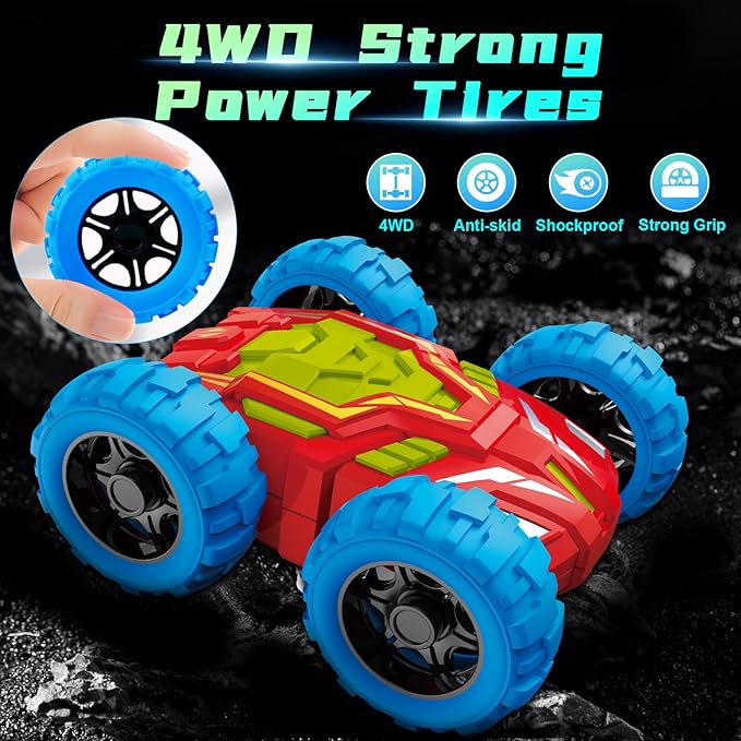 Toddlers Car Toys for 2-3, Toys Cars for Ages 2-4, Double-Sided Monster Truck Toys, Stunt Push and Go Friction Cars, 3 Year Old Boy Toys, Toy Cars for 2 3 4 5 6 Year Old Boy Christmas Birthday Gift
