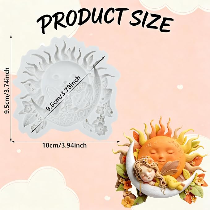 Flower Fairy Polymer Clay Mold Flower Fairy Angel Sun Moon Silicone Molds for DIY Craft Epoxy Resin Casting Polymer Clay Tools Crafts Air Dry Jewelry Making